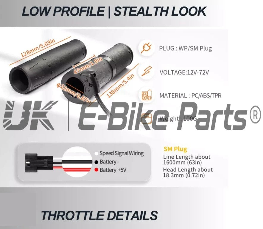Half Twist Throttle Electric Bike Right Hand Ebike 3 Pin SM Bike 36V/48V/52V/72V