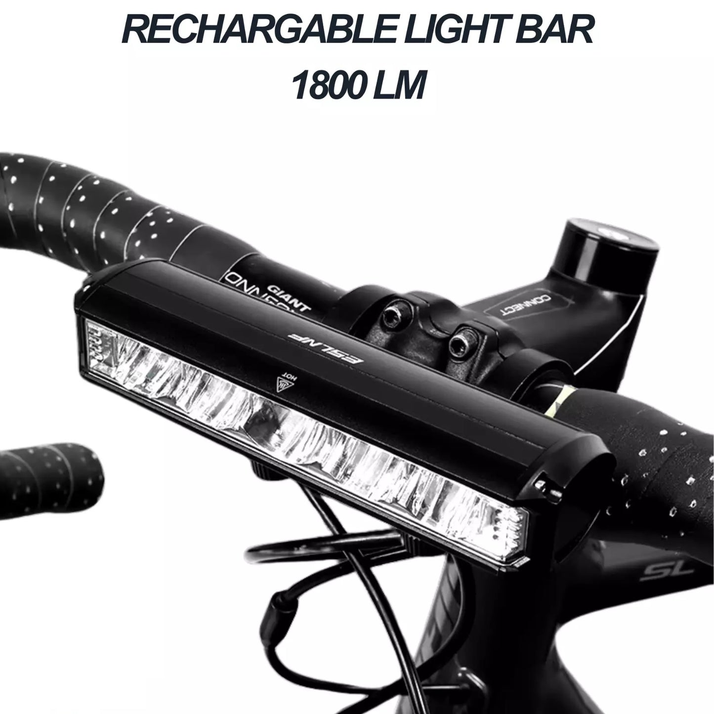 Light Bar Bike Headlight Front Light Ultra-Bright LED 1800 Lumens USB Bicycle