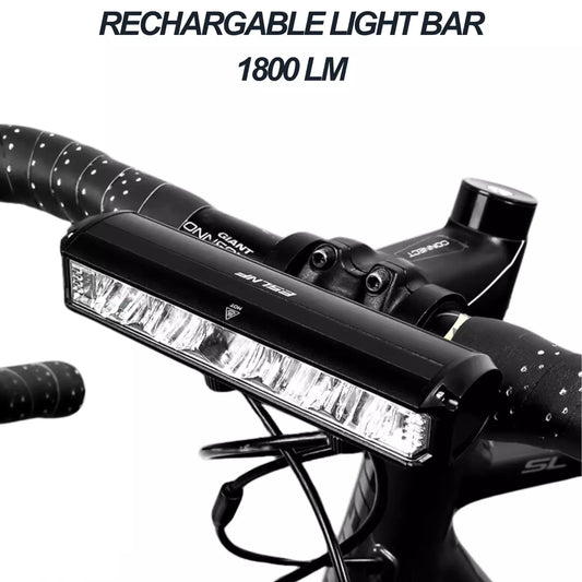 Light Bar Bike Headlight Front Light Ultra-Bright LED 1800 Lumens USB Bicycle