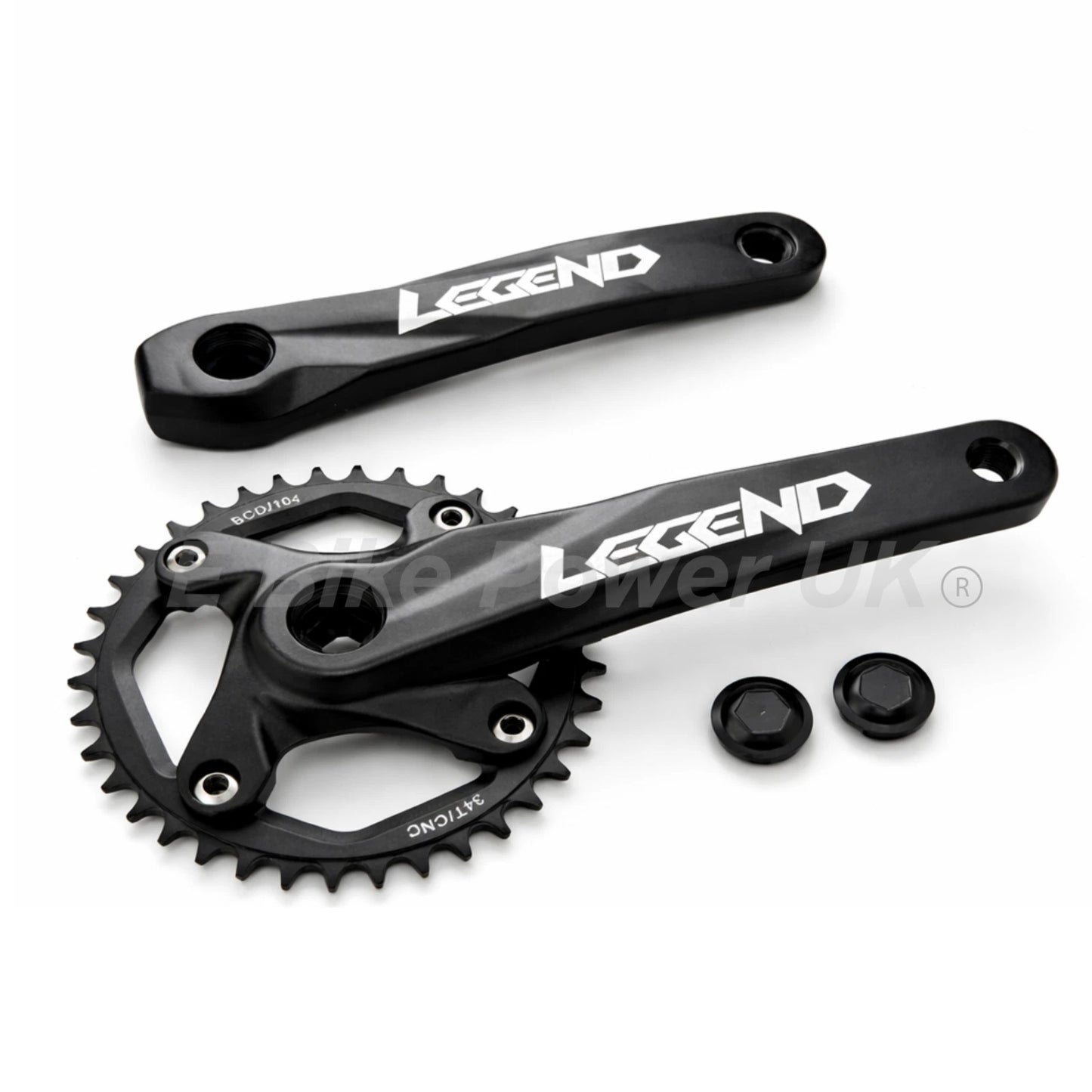 Square Taper Crank Set 170mm 34T 104BCD Aluminium Black MTB E-Bike