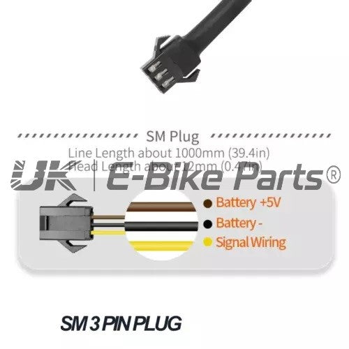 Electric Bike Pedal Assist Cadence Sensor PAS JST SM 3 Pin 8 Magnet EBike Ring.