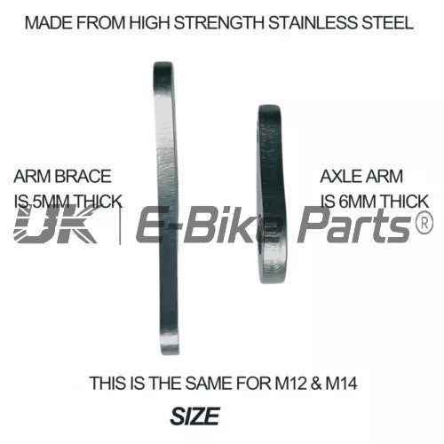Heavy Duty Universal Torque Arm 6mm Thick Stainless Steel M12 M14 Axle Fitment