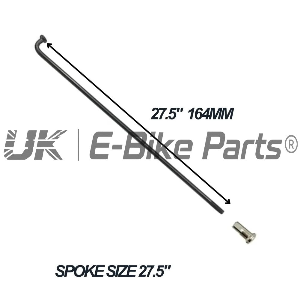 2.6mm 12G Spokes & Nipples Front Rear E Bike Wheel Motor All Rim Types Black 6 Pack