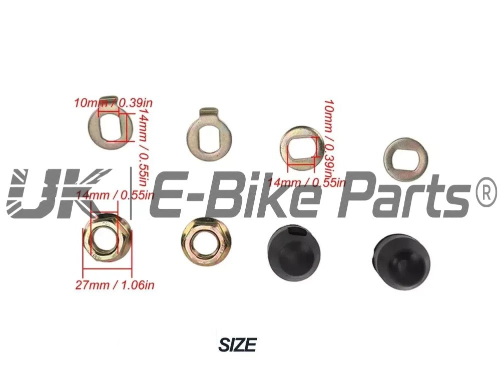 E Bike Hub Motor Axle M14 Lock Flange Nut Washer Spacer Nut Cover Hall Kits Set