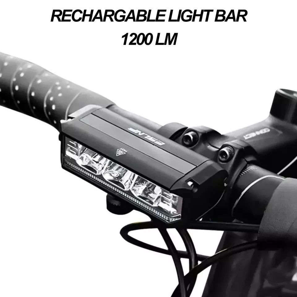 Light Bar Bike Headlight Front Light Ultra-Bright LED 1200 Lumens USB Bicycle