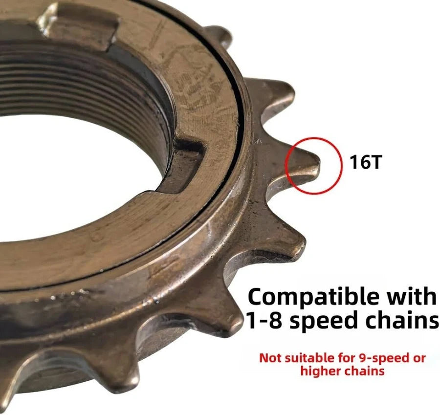 16T Single Speed Freewheel, Suits Shimano ATX, E Bike Hub Motor 250W-1000W-1500W-2000W-3000W-5000W